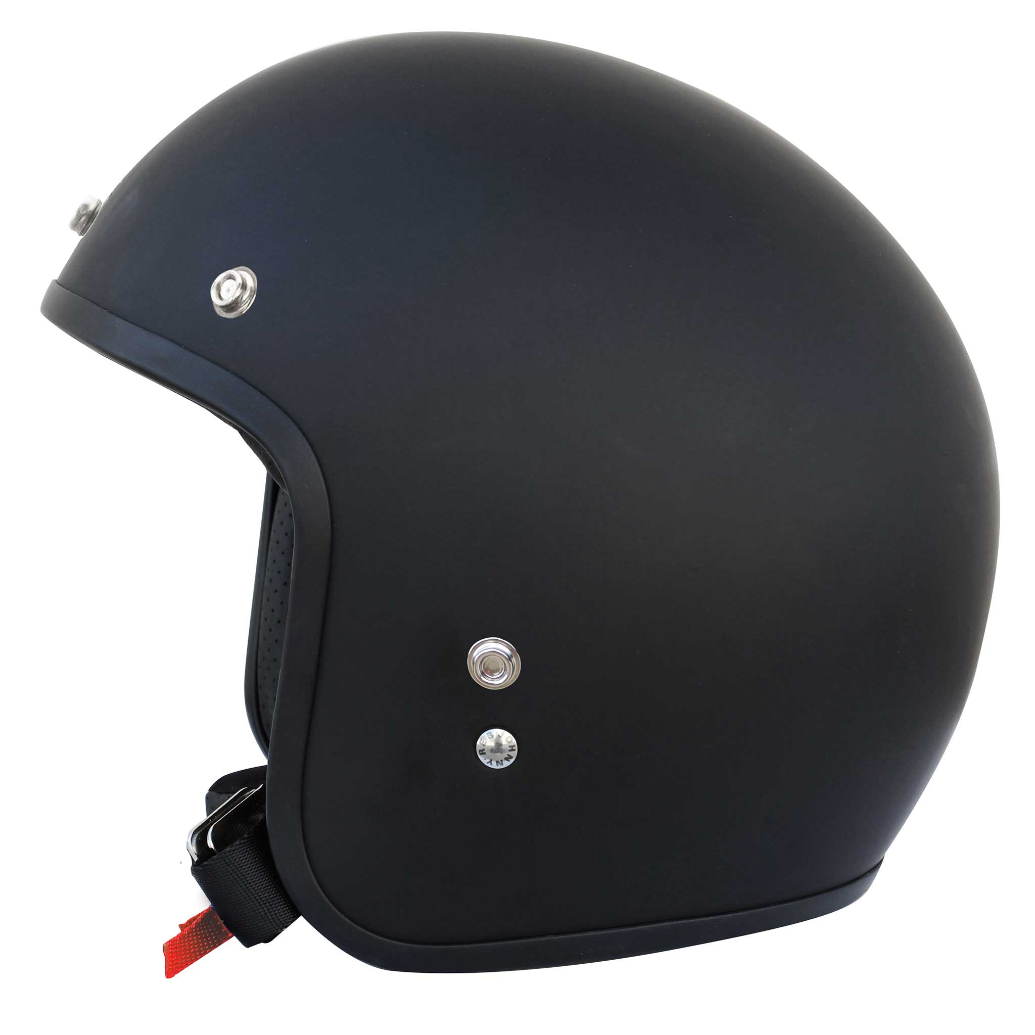 Olga Open Face Helmet - Matte Black/Brown Lining