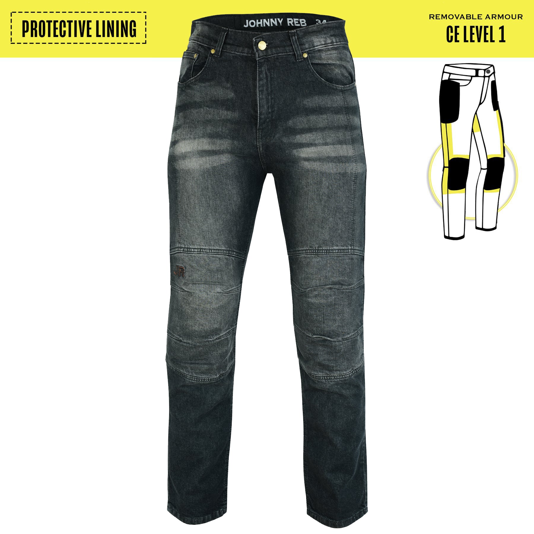 Men's Biker Distressed Protective Jeans